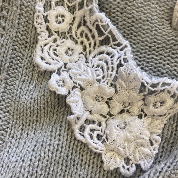 Vintage WESTERN CONNECTION | Silk Angora blend Cardigan size L Gray/White - Picture 12 of 13